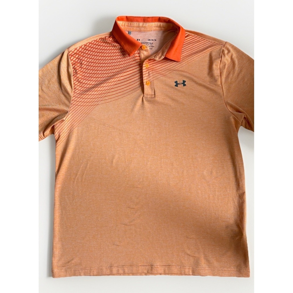 Under Armour The Playoff Polo Shirt‎ Large Adult Orange Golf Stretch Mens LG